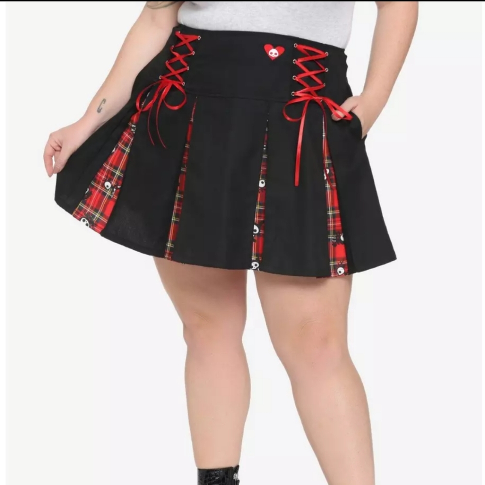 Skelanimals Plaid Pleated Skirt Size 2x fr Hot Topic